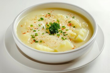 Fototapeta premium Delicious Cheddar-Potato Soup with a Customizable Touch of Spice