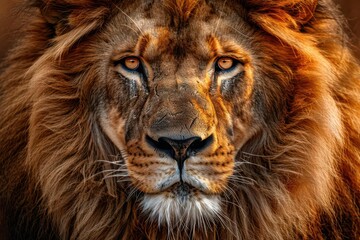 Fototapeta premium majestic lion portrait with a golden mane and piercing eyes powerful wildlife photography