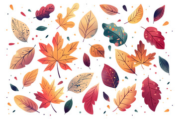 Obraz premium Autumn leaves. Collection of different autumn leaves isolated on transparent background. 