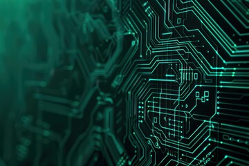 Conceptual minimal banner featuring a cyber world theme with dynamic digital components with copy space