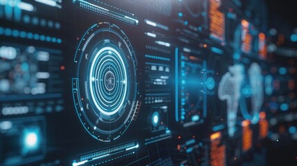 Fototapeta premium Futuristic Interface with Blue and Orange Elements