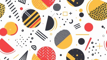 Abstract Geometric Pattern with Red, Yellow, and Black Shapes