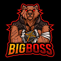 grizzlies mascot gaming logo and background illustration