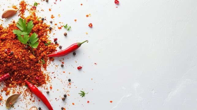 Minimalist banner featuring an explosion of traditional Indian flavors and textures with copy space