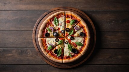 Empty Plate Traditional pizza with tuna and vegetables. Top view. for your product