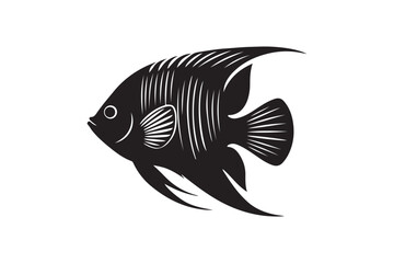 Aquarium Fish silhouette vector illustration.