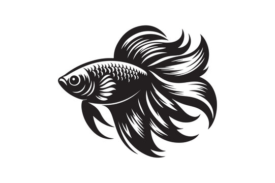 recommend clip art: Aquarium Fish silhouette vector illustration.