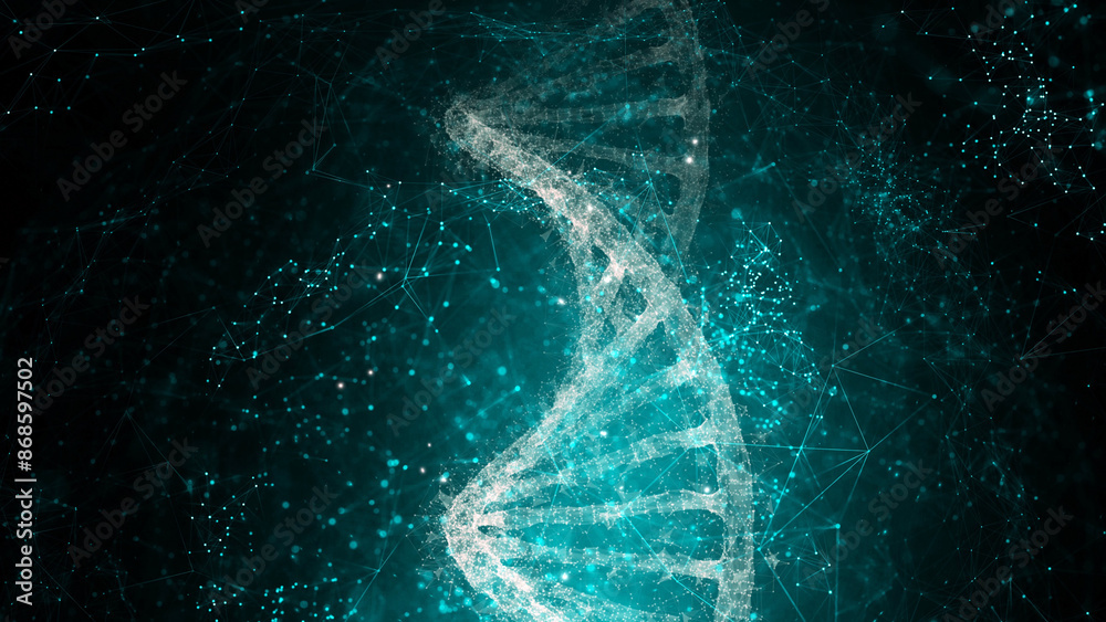 Canvas Prints abstract digital dna molecule on futuristic copy space illustration background. turquoise color used