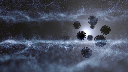 Modern 3d corona viruses graphic, concept copy space illustration background.	
