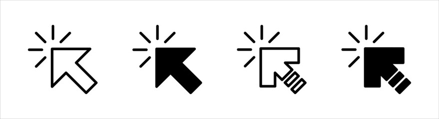Click icon set, pointer arrow icon, cursor icon vector, on a white background.