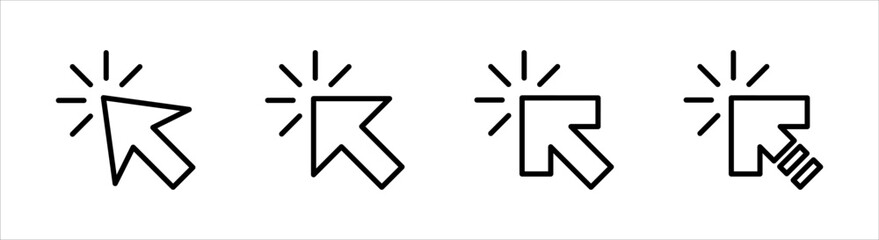 Click icon set, pointer arrow icon, cursor icon vector, on a white background.