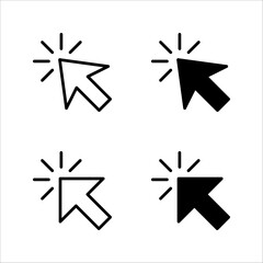 Click icon set, pointer arrow icon, cursor icon vector, on a white background.