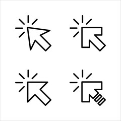 Click icon set, pointer arrow icon, cursor icon vector, on a white background.