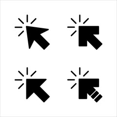 Click icon set, pointer arrow icon, cursor icon vector, on a white background.