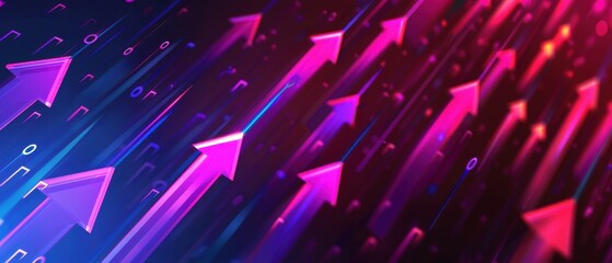 A series of arrows are shown in a purple and blue background