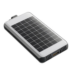 Compact solar power bank for outdoor activities, featuring a sleek design and USB port for easy charging on the go.