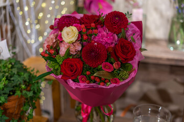 Festive bouquet in a flower shop