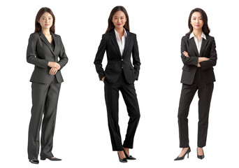 Asian woman in formal clothes - front desk manager or concierge. Person isolated on transparent background. Generative AI