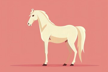 Obraz premium Isolated in pastel pink background, flat illustration style, with pony
