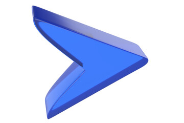 Close-up of transparent glass computer cursor on white background. 3d rendering illustration.