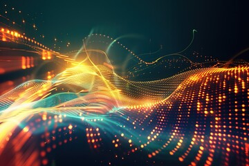 modern conceptual hi tech, mechanical technology background, big data digital line wave business concept