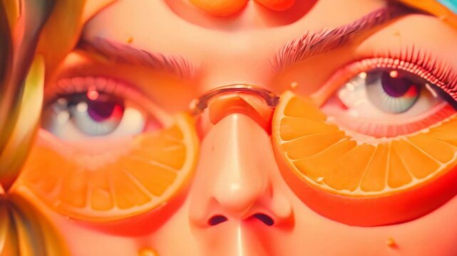 face of the girl with orange