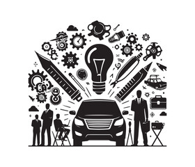 Clever Concepts vector art graphic resources silhouette vector style, white background