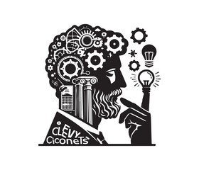 Clever Concepts vector art graphic resources silhouette vector style, white background