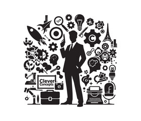 Clever Concepts vector art graphic resources silhouette vector style, white background