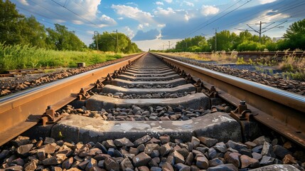 Railroad Tracks Leading into the Distance