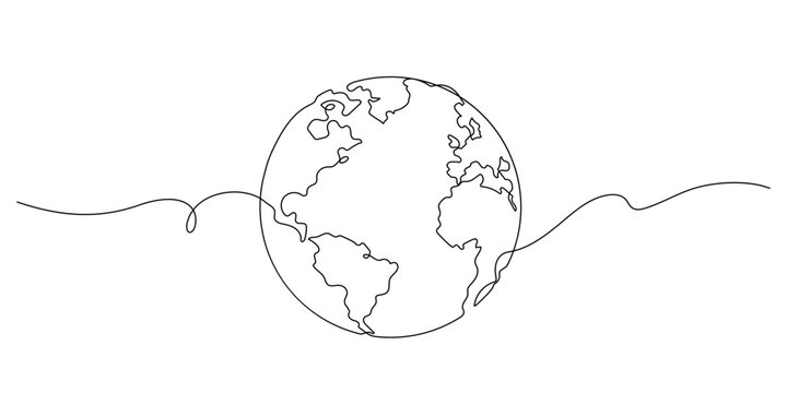 recommend clip art: planet earth thin line illustration continuous one line