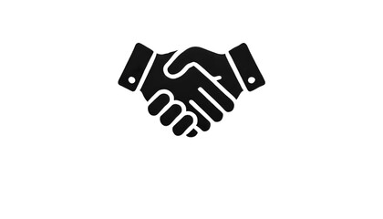 Obraz premium A simple black icon of a handshake on a transparent background. The hands are clasped together in a friendly gesture