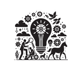 Clever Concepts vector art graphic resources silhouette vector style, white background