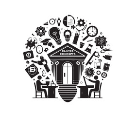 Fototapeta premium Clever Concepts vector art graphic resources silhouette vector style, white background