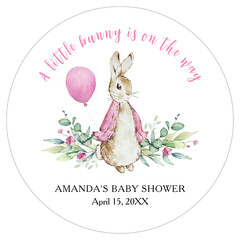 Sticker with watercolor pink Peter rabbit