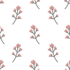 Seamless pattern with pink flowers 