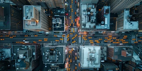 Fototapeta premium Aerial View of a Busy Intersection in a City