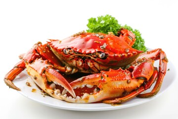 Crab Dish. Singapore Chili Crab with Spicy Pepper Sauce, Malaysian Seafood Cookery Concept