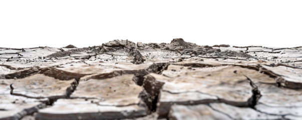 Cracked dry earth landscape in the desert, cut out
