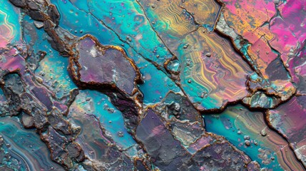 Showcasing the vibrant and iridescent colors of a natural stone surface