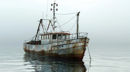 Fototapeta premium Trawler: Nautical Vessel Fishing along the Coastline for Shrimp