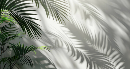 Fototapeta premium Serene Tropical Vibes: Soft Light Background with Palm Leaf Shadows