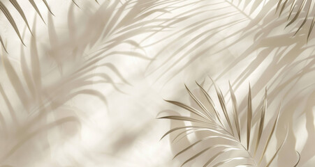 Tranquil Elegance: Abstract Beige Background with Delicate Palm Leaf Shadows for Sophisticated Designs