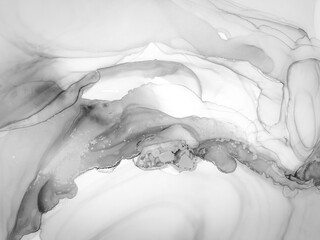 Marble Background Trendy. Black Color Marbling. White Alcohol Ink Painting. Smoke Vintage. Spot Abstract. Alcohol Ink Abstract. Gray Artistic Spiral. Silver