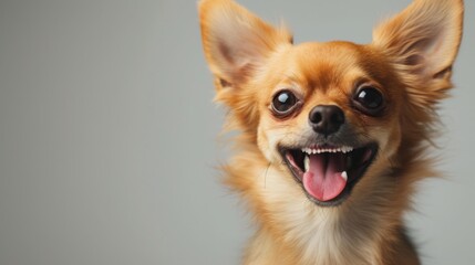 Obraz premium A cute brown Chihuahua is captured in a studio shot with a happy and lively expression