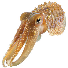 Close-up image of a vibrant cuttlefish showing its intricate patterns and unique anatomy in detail, ideal for ocean life themes.