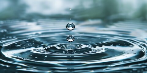 Water Droplet Splashing and Creating Ripples