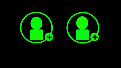 New account create icon,invention  simple design add concept animation. People icon animated line on background with green color on a black background.