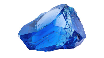 Vibrant Blue Crystal with Geometric Facets on White Background