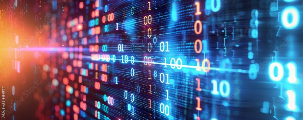 Aufkleber digital binary code stream background